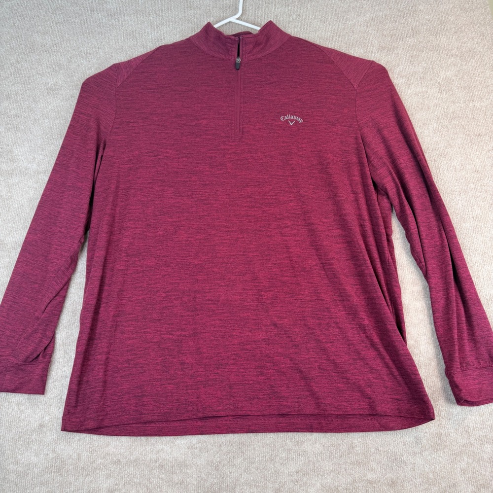 Callaway Mens XXL 1/4 Zip Golf Pullover Heather Burgundy Breathable Soft - Picture 2 of 13